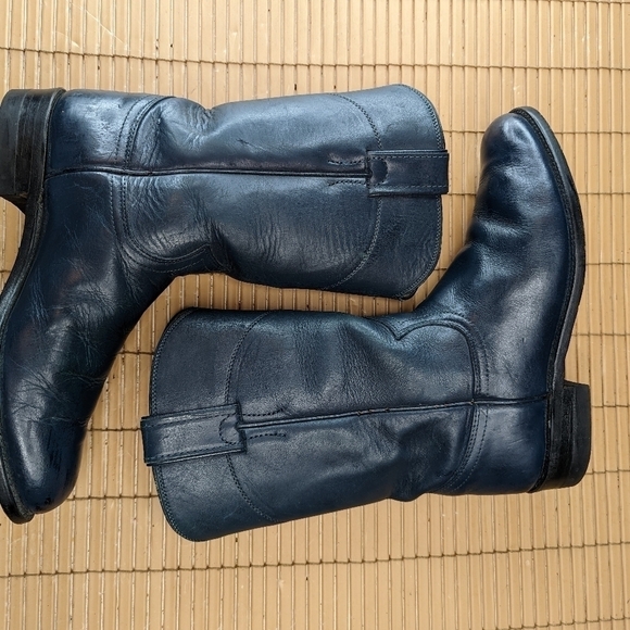 Justin Boots Roper Blue Gray Leather Cowgirl Boots Women’s Size 5 1/2 B L3414 - Picture 6 of 10